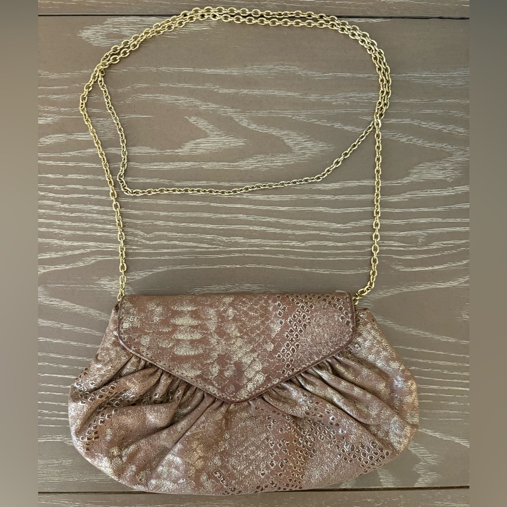 Lauren Merkin 'Diana' Lizard Print Clutch With Dust Bag In Tan/ Gold
